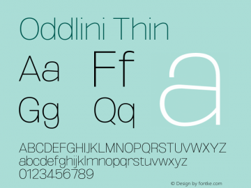 Oddlini-Thin Version 1.002 Font Sample