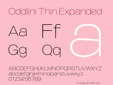 Oddlini-ThinExpanded Version 1.002 Font Sample