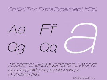 Oddlini-ThinExtExpUtObli Version 1.002 Font Sample