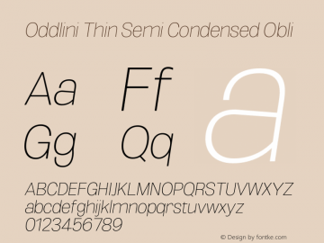 Oddlini-ThinSemiCondensedObli Version 1.002图片样张