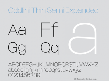 Oddlini-ThinSemiExpanded Version 1.002 Font Sample