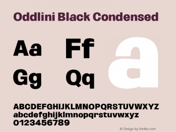 Oddlini Black Condensed Version 1.002 Font Sample