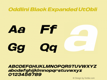 Oddlini Black Expanded UtObli Version 1.002 Font Sample