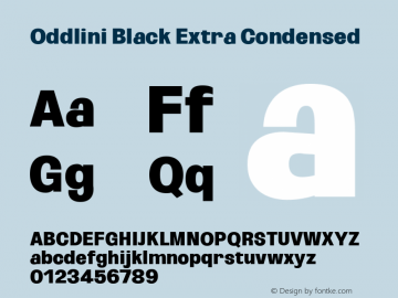 Oddlini Black Extra Condensed Version 1.002 Font Sample
