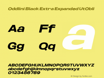 Oddlini Black ExtExp UtObli Version 1.002 Font Sample