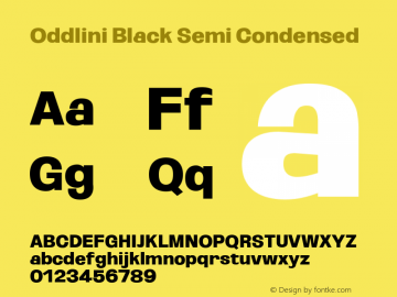 Oddlini Black Semi Condensed Version 1.002 Font Sample