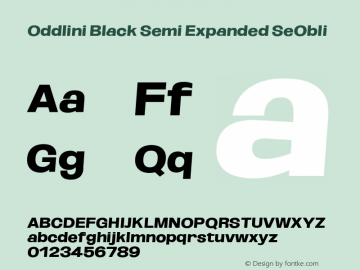 Oddlini Black SemExp SeObli Version 1.002 Font Sample