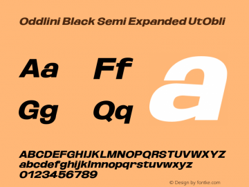 Oddlini Black SemExp UtObli Version 1.002 Font Sample