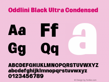 Oddlini Black Ultra Condensed Version 1.002 Font Sample