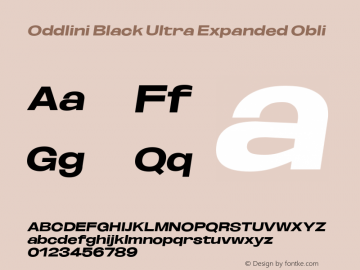Oddlini Black UltExp Obli Version 1.002 Font Sample