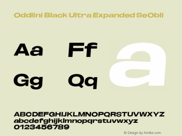 Oddlini Black UltExp SeObli Version 1.002 Font Sample