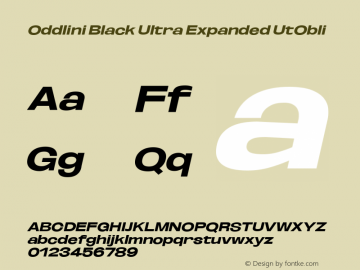 Oddlini Black UltExp UtObli Version 1.002 Font Sample