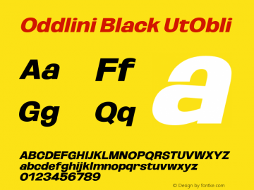 Oddlini Black UtObli Version 1.002 Font Sample