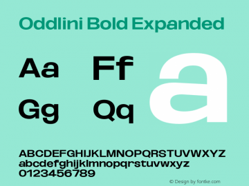 Oddlini Bold Expanded Version 1.002 Font Sample
