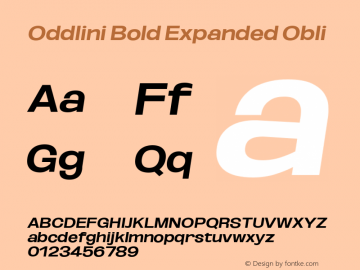 Oddlini Bold Expanded Obli Version 1.002 Font Sample