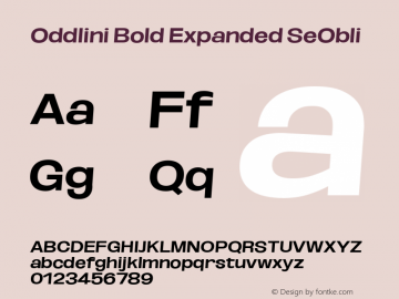 Oddlini Bold Expanded SeObli Version 1.002 Font Sample