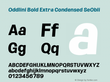 Oddlini Bold ExtraCond SeObli Version 1.002图片样张