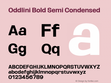 Oddlini Bold Semi Condensed Version 1.002图片样张