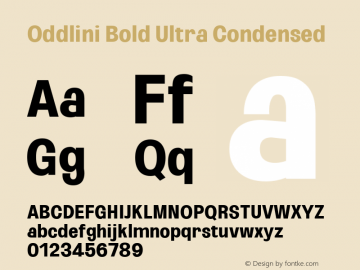 Oddlini Bold Ultra Condensed Version 1.002图片样张