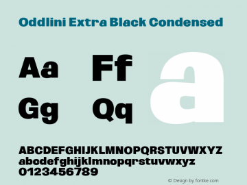 Oddlini Extra Black Condensed Version 1.002 Font Sample