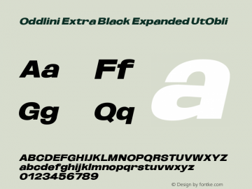 Oddlini ExtBlk Exp UtObli Version 1.002 Font Sample