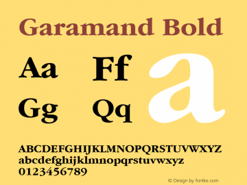 Garamand Bold Rev. 002.002 Font Sample
