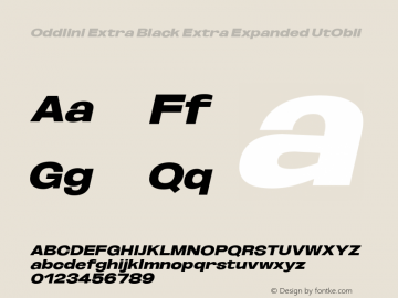 Oddlini ExtBlk ExtExp UtObli Version 1.002 Font Sample