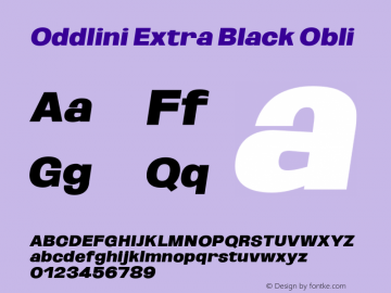 Oddlini Extra Black Obli Version 1.002 Font Sample