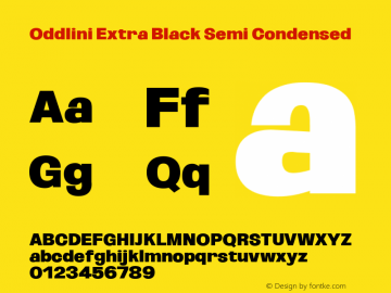 Oddlini ExtBlk SemiCond Version 1.002 Font Sample