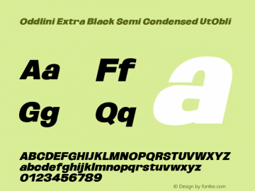 Oddlini ExtBlk SemiCond UtObli Version 1.002 Font Sample