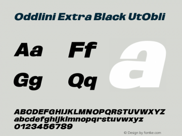 Oddlini Extra Black UtObli Version 1.002 Font Sample