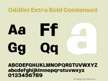 Oddlini Extra Bold Condensed Version 1.002图片样张