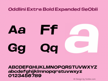 Oddlini ExtBd Exp SeObli Version 1.002 Font Sample