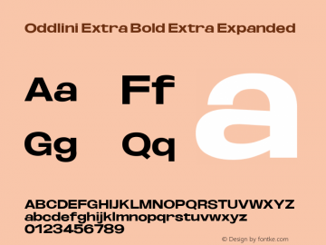Oddlini ExtBd ExtExp Version 1.002 Font Sample