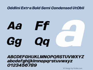 Oddlini ExtBd SemiCond UtObli Version 1.002 Font Sample