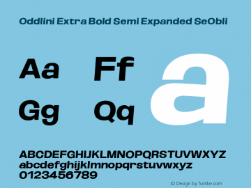 Oddlini ExtBd SemExp SeObli Version 1.002 Font Sample