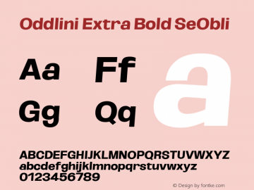 Oddlini Extra Bold SeObli Version 1.002 Font Sample