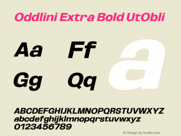 Oddlini Extra Bold UtObli Version 1.002 Font Sample