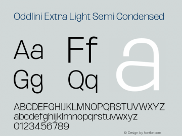 Oddlini ExtLt SemiCond Version 1.002 Font Sample