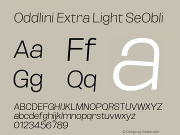 Oddlini Extra Light SeObli Version 1.002 Font Sample