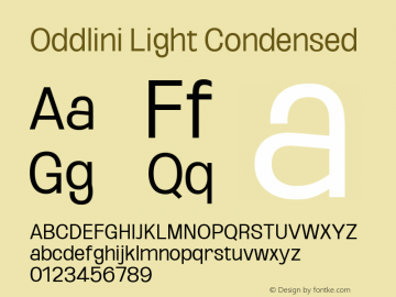 Oddlini Light Condensed Version 1.002 Font Sample