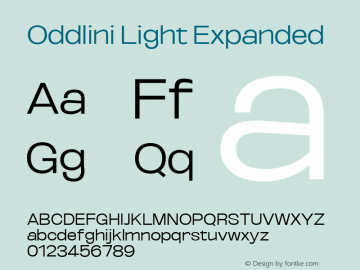 Oddlini Light Expanded Version 1.002 Font Sample