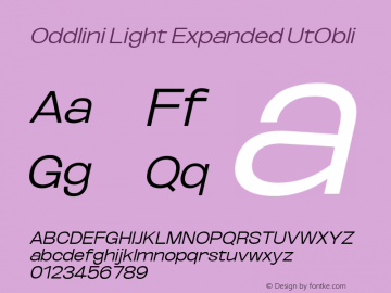 Oddlini Light Expanded UtObli Version 1.002 Font Sample