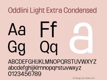 Oddlini Light Extra Condensed Version 1.002图片样张