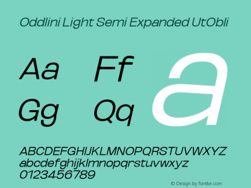 Oddlini Light SemExp UtObli Version 1.002 Font Sample