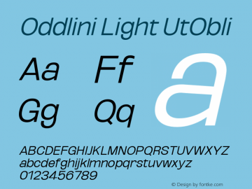 Oddlini Light UtObli Version 1.002 Font Sample