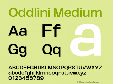 Oddlini Medium Version 1.002 Font Sample