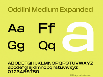 Oddlini Medium Expanded Version 1.002 Font Sample