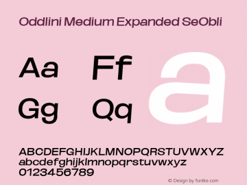 Oddlini Medium Expanded SeObli Version 1.002 Font Sample