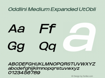 Oddlini Medium Expanded UtObli Version 1.002 Font Sample